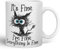 Vixar Its Fine I'm Fine Everything is fine Cat Joke Coloured Mug Cup Gift Birthday Work Office Christmas Tea Coffee (White)