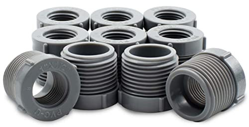 Bwintech 10 Pezzi Nero 1/2 Femmina A 3/4 Filettatura Maschio Connettore Boccola Esagonale in PVC, Adatto per L'irrigazione di Terreni Agricoli E Collegamento Tubo dell'Acqua