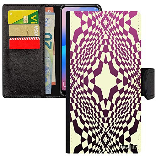 utaupia Coque Illusion d'optique pour iPhone 13 Cuir Rabat Portefeuille Graphique Pas Cher PU Losange 128 Go Case dégradé Etui Magique Rose