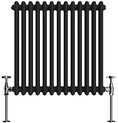 Blümme Traditional Radiator 2 Column Central Heating Bathroom Radiator Cast Iron Style Black 600 x 605mm