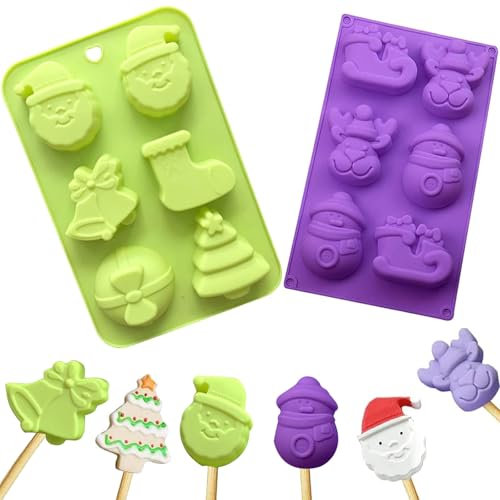 2 Stück Silikonform Weihnachten, Seifenformen Silikon Weihnachten, Weihnachten Seifenformen Silikon, Silikonformen Gießformen Weihnachten, christmas pudding Muffinform Weihnachtsmann/Schneemann