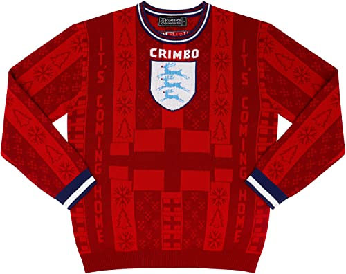 Classic Football Shirts Xmas Christmas World Cup England Knitted Jumper (as8, Alpha, m, Regular, Regular, Red, M)