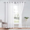 DWCN 2er Set Sheer Voile Vorhänge mit Ösen Transparente Gardinen mit Vorhang-Krawatten für Wohnzimmer, Weiß, 280x140cm(HxB)