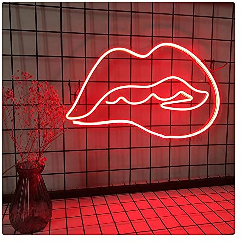 KLZUOPT LED Neon Light Sign LED Neon Sign, Sexy Red Lips Neon Sign Light, Night Light Decoration, Art Wall Decorative Light for Home, Bar, Party, Wedding