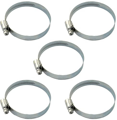 AERZETIX - C63595 - Lot de 5 colliers de serrage à vis tangente 50-70 mm réglable - largeur 12 mm - en acier zingué - couleur argent - raccord voiture jardinage eau tuyau eau souple arrosage