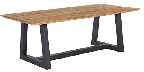 OUTLIV. Holland Gartentisch 220x100cm, Aluminium/Teak in Anthrazit/Natur mit Schweizer Kante, für bis zu 8 Personen