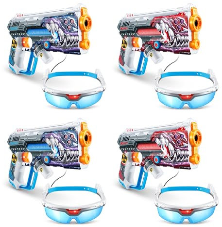 XSHOT Skins Laser 360°, 4 Laser Blasters & 4 Infrared Headset, 4 Players, 4 Team Mode, 54 meters Range by ZURU