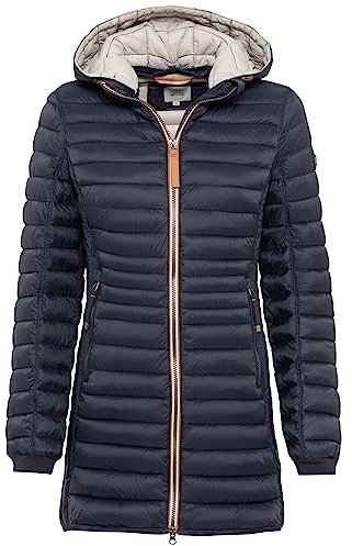 camel active Damen Lange Steppjacke mit Abnehmbarer Kapuze Navy, womenswear-38