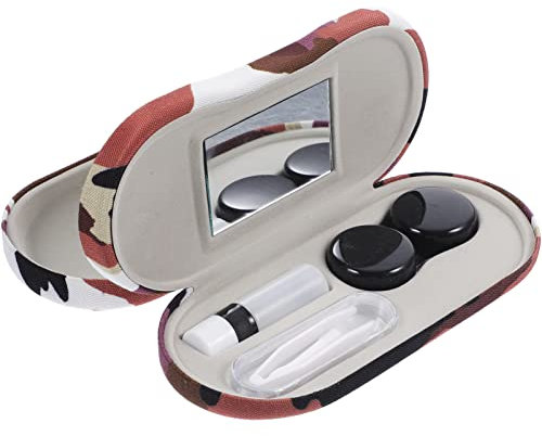 Kontaktlinsenetui und Brillenetui, 2 in 1 Doppel Brillenetui, mit Spiegel Pinzette Entferner, Aufbewahrungsbox für Reisen