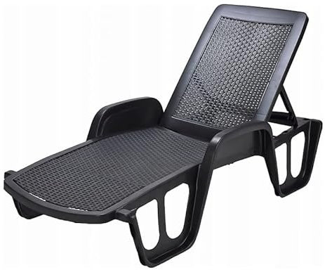 Mondo Viro Tumbona de resina con respaldo reclinable para piscina y jardín (Antracita)