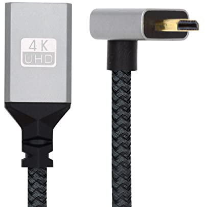 CY Câble d'extension 4K type D Micro HDMI 1.4 mâle coudé à 90 degrés vers HDMI femelle pour caméra DV MP4 DC ordinateur portable HDTV
