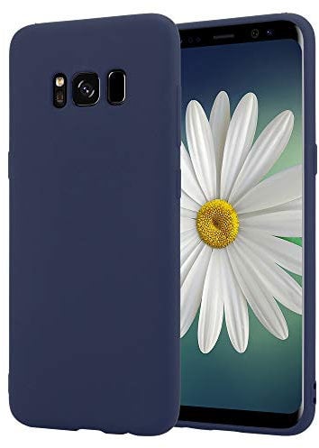 SHAANS Case For Samsung Galaxy S8 TPU Silicone Rubber Phone Case Soft Matt Finish (Navy Blue)