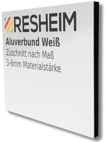 RESHEIM 3-6 mm Aluverbundplatte Weiß Zuschnitt nach Maß Aluminium Verbund Platte Materialstärke und Größe wählbar (1100 x 500 mm, Materialstärke: 3 mm)