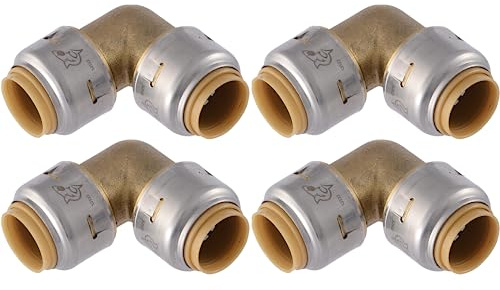 SharkBite Max 1/2 Inch 90 Degree Elbow, Pack of 4, Push to Connect Brass Plumbing Fitting, PEX Pipe, Copper, CPVC, PE-RT, HDPE, UR248A4