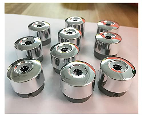 Radschrauben,Radmuttern Kappen 10 Stücke Chrom-Rad-Ansatz-Bolzenmut-Kappe-Abdeckung ABS-Kunststoff Mit Triple Chrome-Finish Passend für VW Touareg 2004-2014