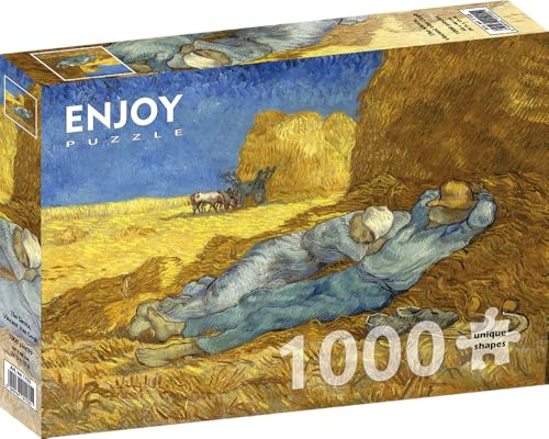 1000 Pieces Jigsaw Puzzle – Matte Finish, Soft Touch, Sturdy and Unique Pieces, Tight Fit, Vivid Colors, Missing Pieces Service – The Siesta – Van Gogh Famous Impressionist Painting – by ENJOY Puzzle