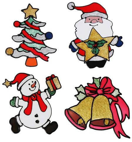 ABOOFAN 4 Piezas gel de pegatinas de ventana de navidad calcomanías de pared de vacaciones pegatina de pared etiqueta de la ventana pegatina de navidad retirable apliques Regalo