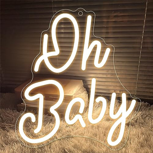 CoolGift Mart Oh Baby Dimmable Neon Sign - Illuminate Your Space with Warm White Glow for Backdrop & Wall Decor | Ideal for Baby Shower, Gender Reveal, Birthday Parties