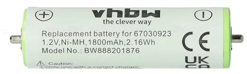 vhbw Akku Ersatz für Panasonic WER154L2504, WER160L2506, WER1511L2508, WER160L2504 für Rasierer (1800 mAh, 1,2 V, NiMH)
