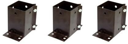 3 x Fence Post Holder 100mm posts Support Flush Fit Shoe Anchor Clamp Grip Brown for 100mm x 100mm posts (4) Eliza Tinsley Swiftpost, Pack of 3