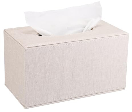 Sumnacon Tissue Box Cover Rectangle Linen Tissue Box Holder,Magnetic Bottom