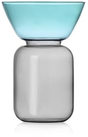 Ichendorf Gelée Vase aus Borosilikatglas, klein, 16,5 cm (Grau/Petrol)