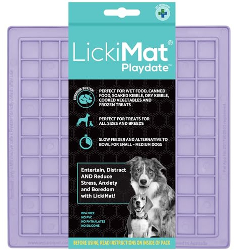 LickiMat Classic Pastel Colours Playdate, Dog Feeding Mat for Boredom & Anxiety Relief, Ideal for Food, Yoghurt or Peanut Butter, Lick Mats, Fun Alternative to Slow Feeder Bowl, Lavender
