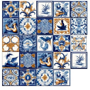 Festliche Wandaufkleber Fliesenaufkleber Mit Blumenmuster Patchwork Fliesenaufkleber Retro Wandaufkleber Tapete Blau 20 X 20 Cm 24 Stück