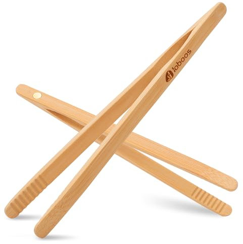 Lot de 2 pinces à toast magnétiques classiques en bambou – Pince de cuisson en bois, idéale pour grille-pain, fruits, pain et cornichons, ustensile de cuisine pour fromage, bacon, muffins, fruits,