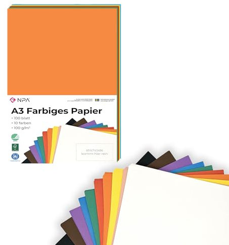 Packung Mit 100 Tonpapier A3 Bunt – Vielseitig Verwendbar Als Druckerpapier, Zeichenpapier, Kopierpapier, Bastelpapier & Aquarellpapier – Buntes Papier Zum Basteln