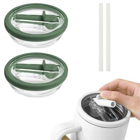 JHCBKFF 2 Pack 40 oz Tumbler Flip Straw Lid Replacement fit for Stanley Quencher, Spill Proof Tumbler Cover for Stanley Cup