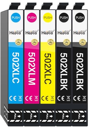 Hepta Print 502XL Druckerpatrone für Epson 502 XL Patrone 502 Multipack Tintenpatronen für Epson Expression Home XP-5150 XP-5100 XP-5155 XP-5105 WF-2860 WF-2865 WF-2880 WF-2885 (502XL-2BCMY)