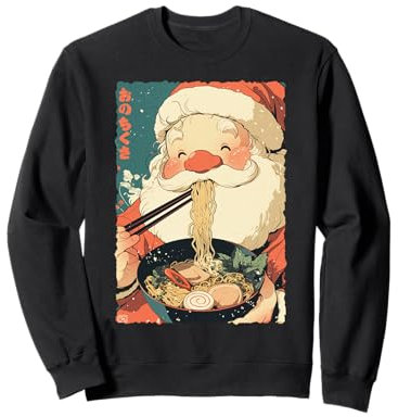 Japanese Christmas Anime Kawaii Santa Eating Ramen Noodles Sweatshirt