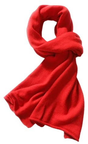 Ornrjfll Langer Damen-Wollschal für den Außenbereich, warmer Wollschal, Schal, rot, 30cmx155cm