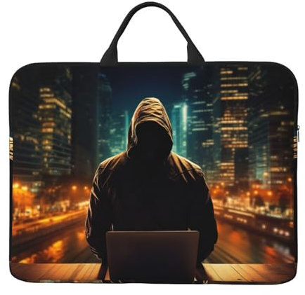 XTYGETY Hacker Attack Print 14 Zoll Laptoptasche Laptoptasche Laptophüllen für tägliche Reisen, Geschäftsreisen und Pendeln, Schwarz , Einheitsgröße