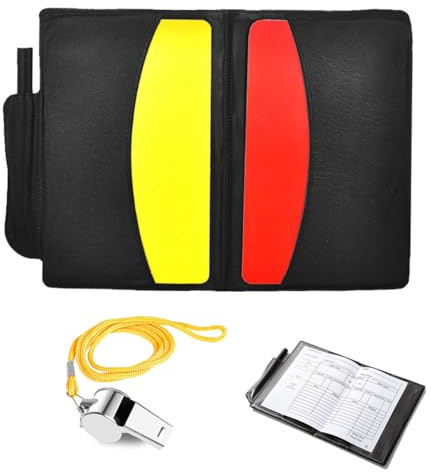 XUZOPIM Football Sports Referee Card Schiedsrichter Karten Set Mit Pfeife With Pcv Red Card Yellow Card Scorebooks Pen Accessories And Bag Perfect For Football Game School Sports