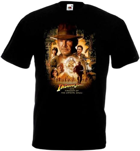 Indiana Jones Mens T Shirt Black Movie Poster Black Size XL