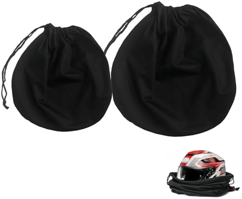 Helmbeutel mit Kordelzug – Motorradhelm Überzug Set – 2 Stück – Große Kapazität – 52x46 cm & 47x43 cm – Schwarz, für Motorradhelm, Fahrradhelme, Skihelme, Basketball, Fitness, Outdoor