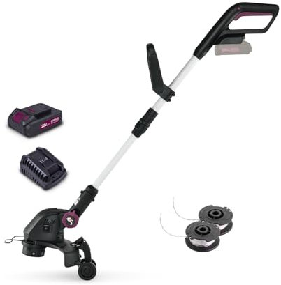 Gomag Akku-Rasentrimmer GO-RT300 | Schnittbreite 300 mm | 90° drehbarer Motorkopf | teleskopierbare Führungsstange | 1,6 mm Nylon-Einzelfaden | Inklusive 2 Ah Akku & Ladegerät sowie zweiter Fadenspule