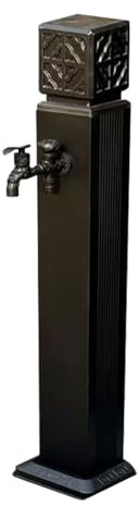 Garten Wasserhahn Säule für den Außenbereich zur Gartenbewässerung und Reinigung, Freie Wahl der Wasserzulaufmethode und Komplettes Zubehör(Black)