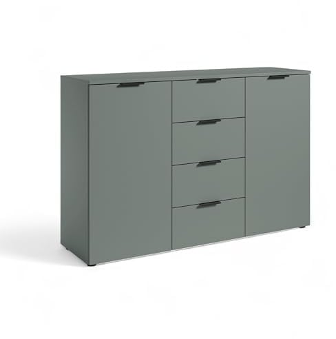 LINZ Kommode in Salbei - Modernes Sideboard mit viel Stauraum - 135 x 90 x 40 cm (B/H/T)