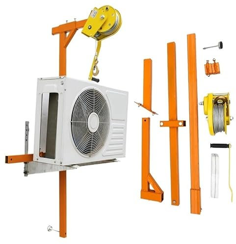 ASerZenith Outil De Levage De Climatiseur Extérieur, Treuil Manuel, Mécanisme Autobloquant avec Support pour Climatiseur 3 CV/5 CV(5hp Bracket+30m 1800lbs Winch)