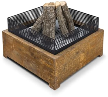 Fireplace Feuerschale Schwarz-Corten – Feuerstelle aus Cortenstahl mit schwarzer Pulverbeschichtung – 55 x 55 x 37 cm – Rost-Look & edles Design – vormontiert & wetterfest – 16 kg