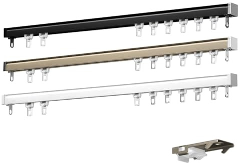 Gardinenschiene Deckenmontage, Gardinenstange Weiß 80cm, Vorhangschiene 1 Läufig Für Vorhänge, Raumteiler, Aluminium