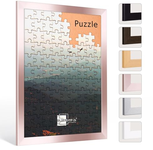 Bildershop-24 Puzzlerahmen London für Puzzle ca. 1000 Teile 48x64cm 64x48cm Rosegold mit Acrylglas