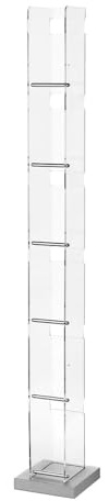 Emporium Living – Toast Porta DVD in Cristallo Acrilico Trasparente con Base in MDF Bianco 18x18x128 cm – Design a Torre Salvaspazio – Made in Italy