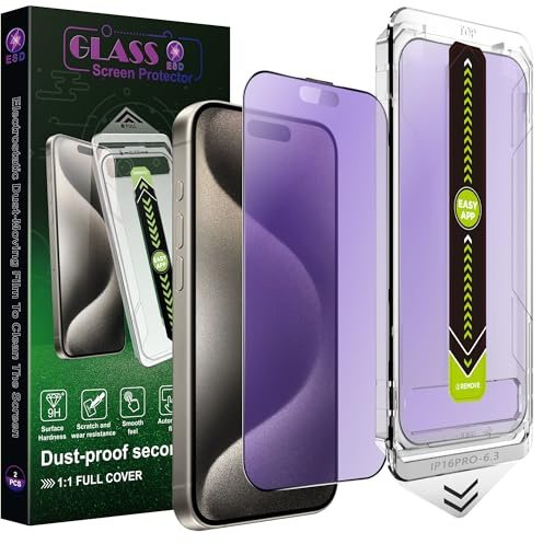 SY SHANGYAN 2-Pack Anti-Blue Light Blocking Matte Screen Protector for iPhone 17/16 Pro (6.3),Anti-Glare,9H Tempered Glass,Full Coverage,Anti-Fingerprint,Auto Dust Removal,Bubble-Free