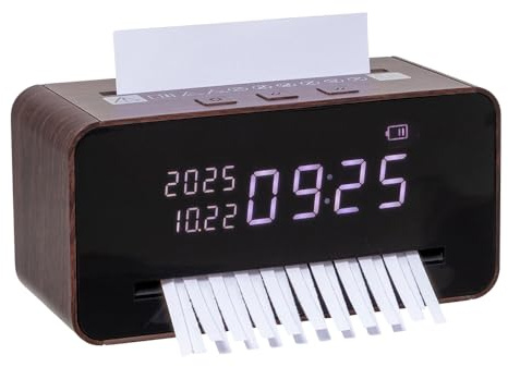 EUROtops Tisch-Aktenvernichter mit Uhr, Mini-Shredder P2, Streifenschnitt