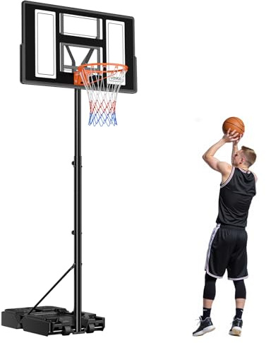 VEVOR Panier de Basket-Ball sur Pied Hauteur Réglable de 1,35 à 3,05 m, But de Basketball Mobile avec Roues, Système de Cerceau Panneau et Filet pour Basket, pour Terrasse Extérieur Intérieur