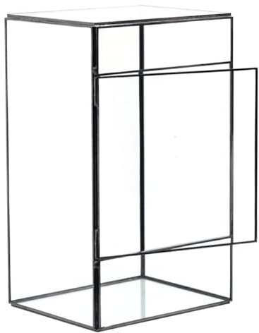 Angoily Handgefertigtes Geometrisches Glas Terrarium mit Schwarzem Zinnrahmen Mini Ökosystem Pflanzenhalter für Tischdeko Transparentes Langlebiges Mikro landschaftsglas für Moos
